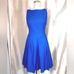 Polo Ralph Lauren Midi Shift Dress, Blue,Pleated Tulle,Knee Lngth, Wide Straps,4